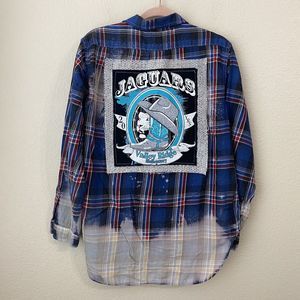 Denim & Supply Ralph Lauren Shirt Womens Large Plaid RL Boyfriend Graphic Blue